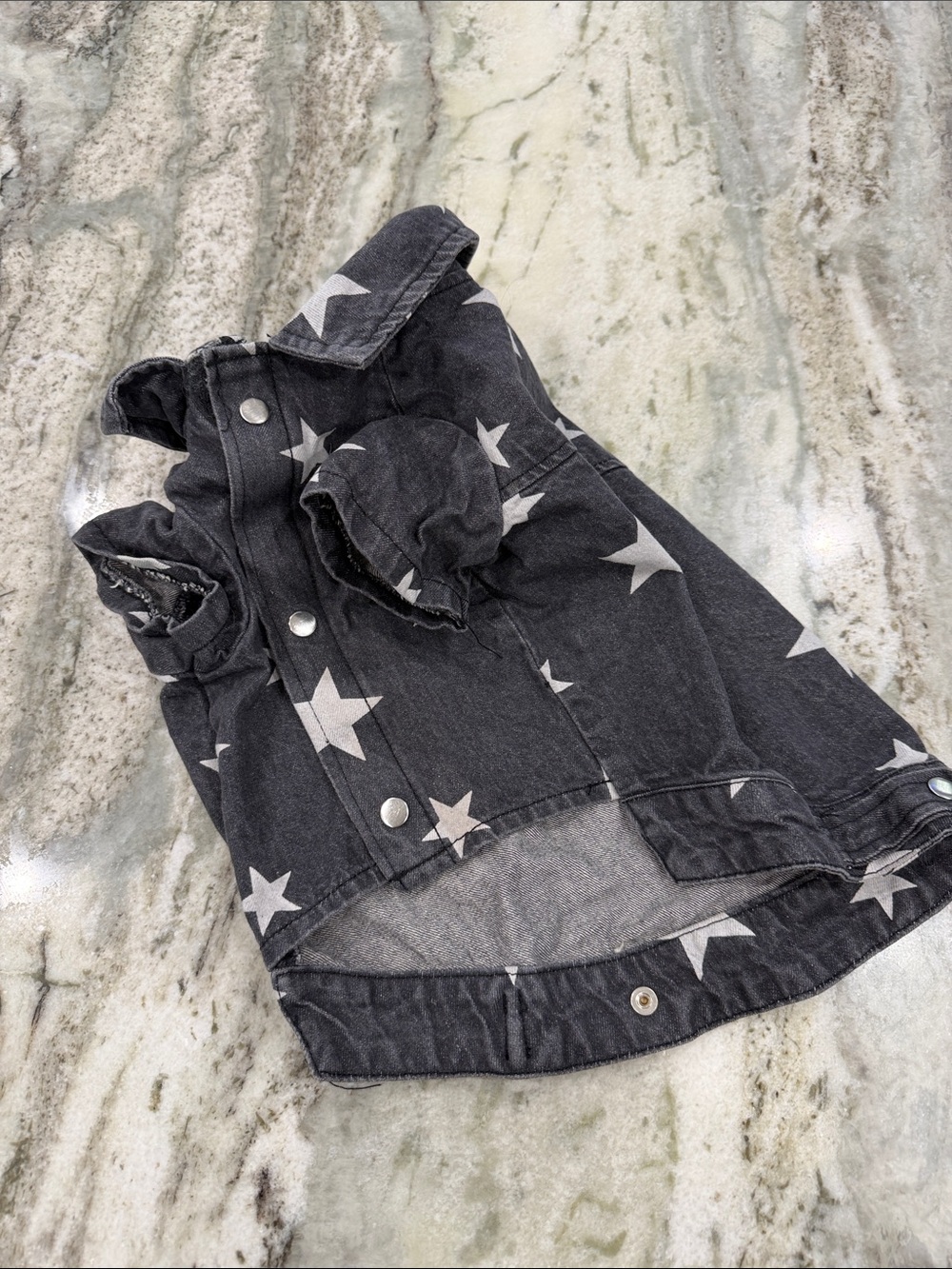 Dog rockstar denim jacket black with gray stars